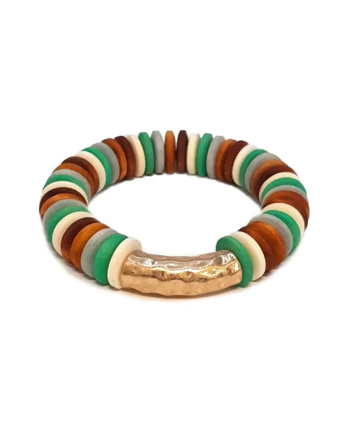 Disc Beads and Gold Bar Stretch Bracelet-Bracelets-Fouray Fashion-Multi-Inspired Wings Fashion