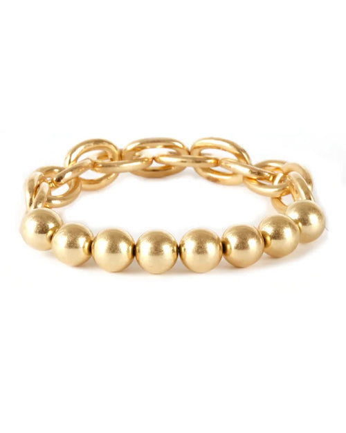 Chain Link and Gold Bead Stretch Bracelet-Bracelets-Fouray Fashion-Gold-Inspired Wings Fashion