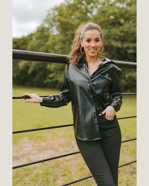 Brielle Button Up Top-Shirts & Tops-BuddyLove-Small-Black-Inspired Wings Fashion