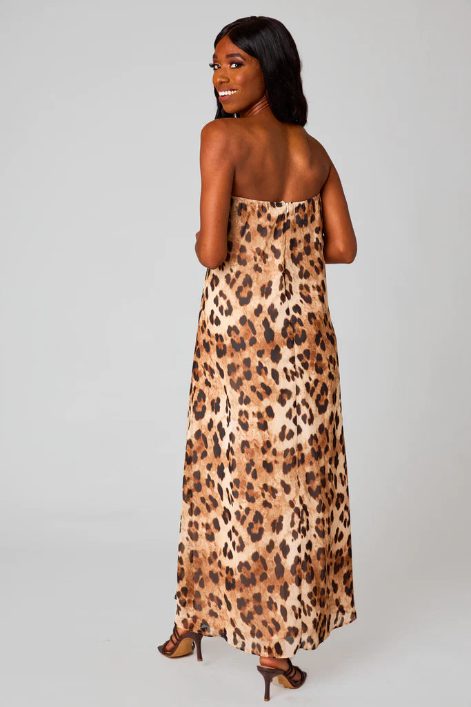 Animal print strapless clearance dress