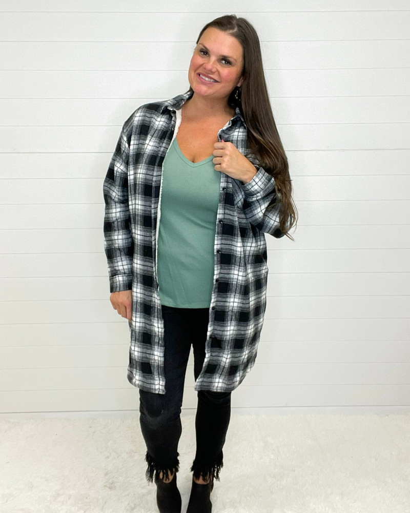 Checker Button Down Shirt-Tops-Vine & Love-S-Black-Inspired Wings Fashion
