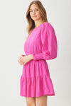 Smocked Sleeve Dress-Dresses-Entro-Small-Pink-Inspired Wings Fashion