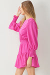 Smocked Sleeve Dress-Dresses-Entro-Small-Pink-Inspired Wings Fashion