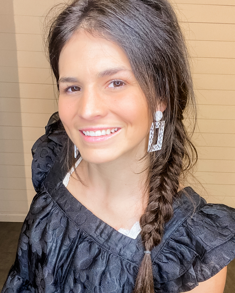 Dash Rectangle Cutout Acrylic Earrings-Baubles by B-Black and White-Inspired Wings Fashion
