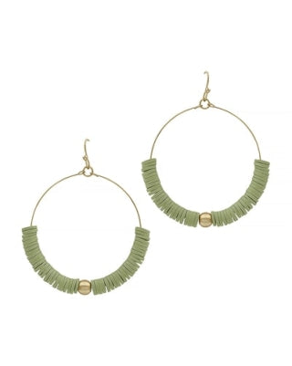 Olive Beaded Hoop Earrings-Earrings-What's Hot Jewelry-Inspired Wings Fashion