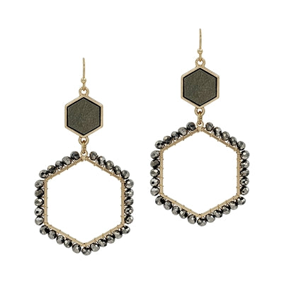 Hexagon Crystal Earrings-Earrings-What's Hot Jewelry-Grey-Inspired Wings Fashion