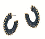 Thread Wrapped Hoop Earrings-Earrings-What's Hot Jewelry-Black-Inspired Wings Fashion