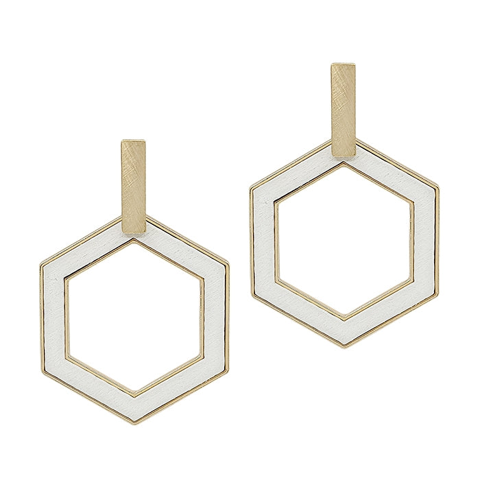 Open Hexagon Earrings-Earrings-What's Hot Jewelry-White-Inspired Wings Fashion