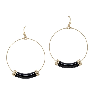 Acrylic and Gold Hoop Earrings-Earrings-What's Hot Jewelry-Black-Inspired Wings Fashion