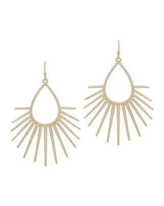 Matte Gold Spiked Teardrop Earrings-Earrings-What's Hot Jewelry-Inspired Wings Fashion