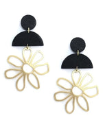 Half Moon and Flower Earrings-Earrings-What's Hot Jewelry-Black-Inspired Wings Fashion