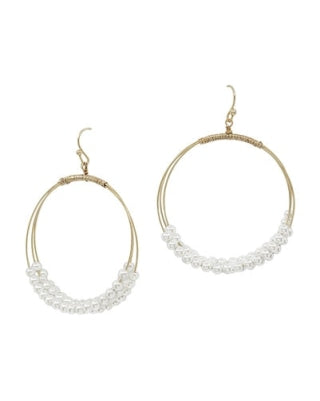 Layered Pearl Hoop Earrings-Earrings-What's Hot Jewelry-Inspired Wings Fashion