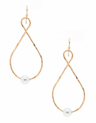Gold Loop with Pearl Earrings-Earrings-What's Hot Jewelry-Inspired Wings Fashion