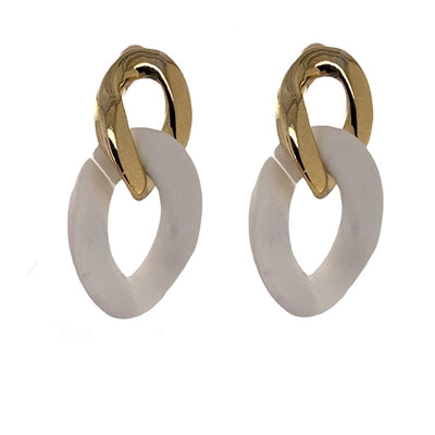Link Oval Earrings-Apparel & Accessories-What's Hot Jewelry-White-Inspired Wings Fashion