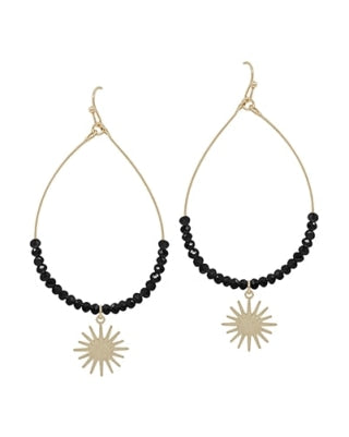 Gold Starburst Earring-Earrings-What's Hot Jewelry-Black-Inspired Wings Fashion