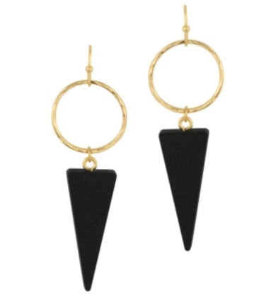 Triangle Gold Circle Earrings-Earrings-What's Hot Jewelry-Black-Inspired Wings Fashion