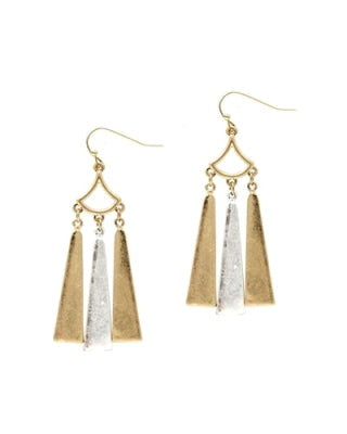 Triple Bar Geometric Earrings-Earrings-What's Hot Jewelry-Silver and Gold-Inspired Wings Fashion