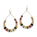 Gold and Wood Teardrop Earrings-Earrings-What's Hot Jewelry-Multi-Inspired Wings Fashion