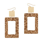 Rectangle Animal Printed Wood Earrings-Earrings-What's Hot Jewelry-Brown-Inspired Wings Fashion