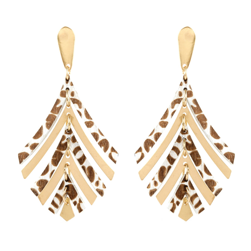 Cheetah and Gold Earrings-Earrings-What's Hot Jewelry-White-Inspired Wings Fashion