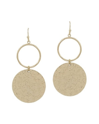 Hammered Circle Earrings-What's Hot Jewelry-Gold-Inspired Wings Fashion