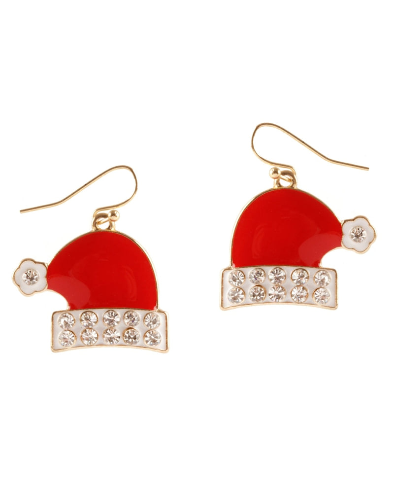 Santa Hat Rhinestone Earrings-Earrings-What's Hot Jewelry-Inspired Wings Fashion