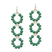 Wood Beaded Triple Drop Earrings-Earrings-What's Hot Jewelry-Green-Inspired Wings Fashion