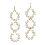 Wood Beaded Triple Drop Earrings-Earrings-What's Hot Jewelry-White-Inspired Wings Fashion