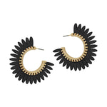 Wood Flower Hoop Earrings-Earrings-What's Hot Jewelry-Black-Inspired Wings Fashion