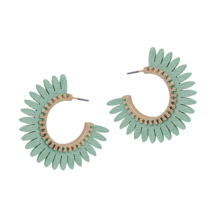 Wood Flower Hoop Earrings-Earrings-What's Hot Jewelry-Mint-Inspired Wings Fashion