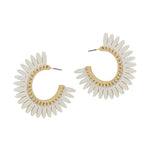 Wood Flower Hoop Earrings-Earrings-What's Hot Jewelry-White-Inspired Wings Fashion