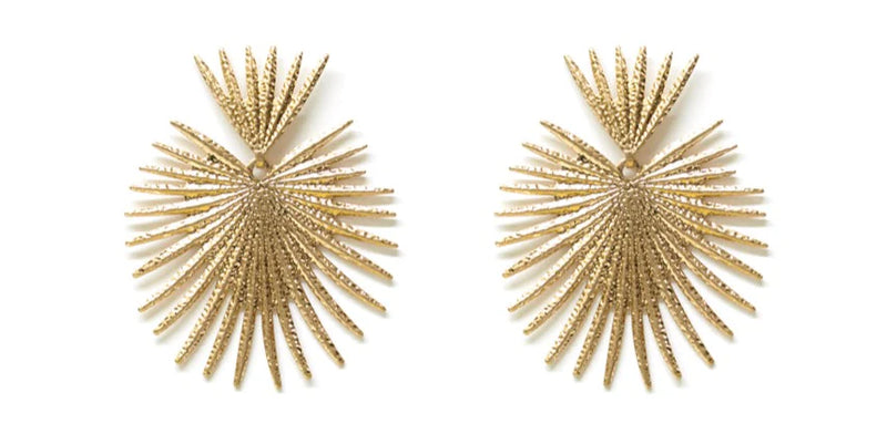 Leaf Fan Gold Earrings-Apparel & Accessories-Fouray Fashion-Gold-Inspired Wings Fashion