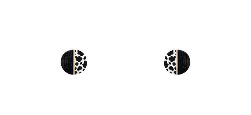 Animal Print Wood Stud Earrings-Apparel & Accessories-Fouray Fashion-Cow Black-Inspired Wings Fashion