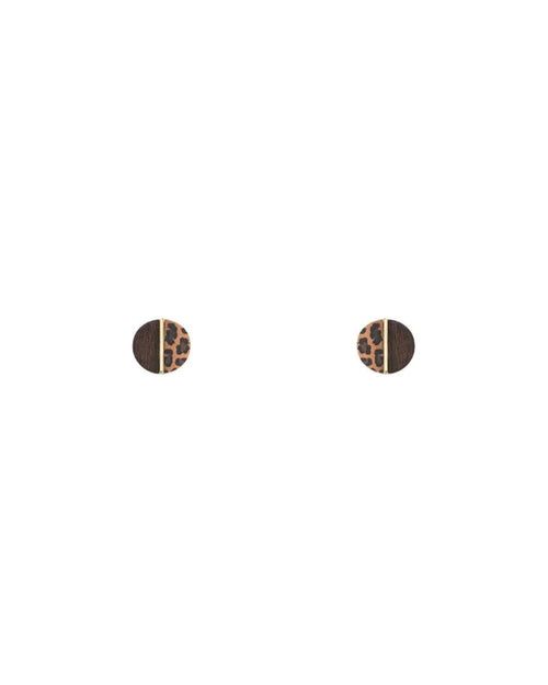 Animal Print Wood Stud Earrings-Apparel & Accessories-Fouray Fashion-Leopard Brown-Inspired Wings Fashion