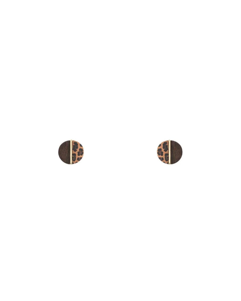 Animal Print Wood Stud Earrings-Apparel & Accessories-Fouray Fashion-Leopard Brown-Inspired Wings Fashion