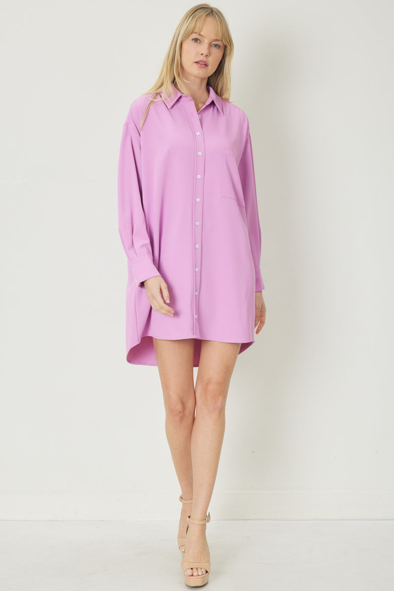 Button Up Shirt Dress-Dress-Entro-Small-Pink-Inspired Wings Fashion