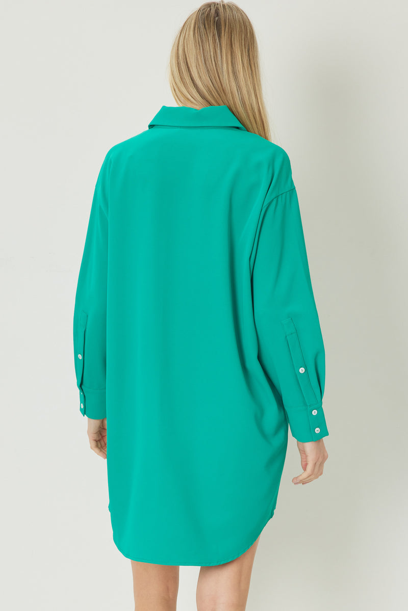 Button Up Shirt Dress-Dress-Entro-Small-Pink-Inspired Wings Fashion
