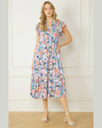 Floral Midi Dress-Dress-Entro-Small-Navy Pink-Inspired Wings Fashion