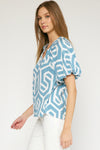 Geometric Bubble Sleeve Top-Top-Entro-Small-Black-Inspired Wings Fashion