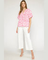 Geometric Bubble Sleeve Top-Top-Entro-Small-Pink-Inspired Wings Fashion