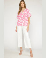 Geometric Bubble Sleeve Top-Top-Entro-Small-Pink-Inspired Wings Fashion