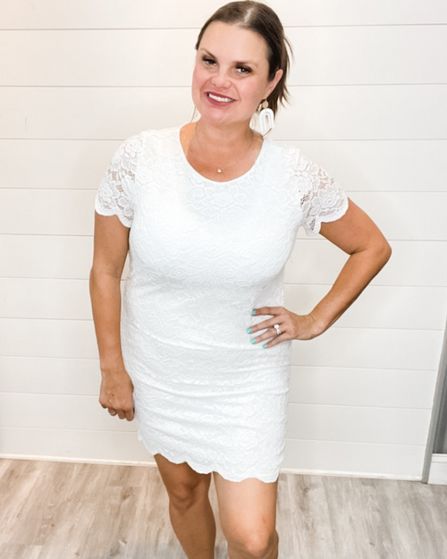 Fierce Scalloped Lace Dress-Dresses-Vine & Love-Small-White-Inspired Wings Fashion