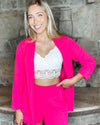 Fold Over Collar Blazer-Jacket-Jodifl-Small-Hot Pink-Inspired Wings Fashion