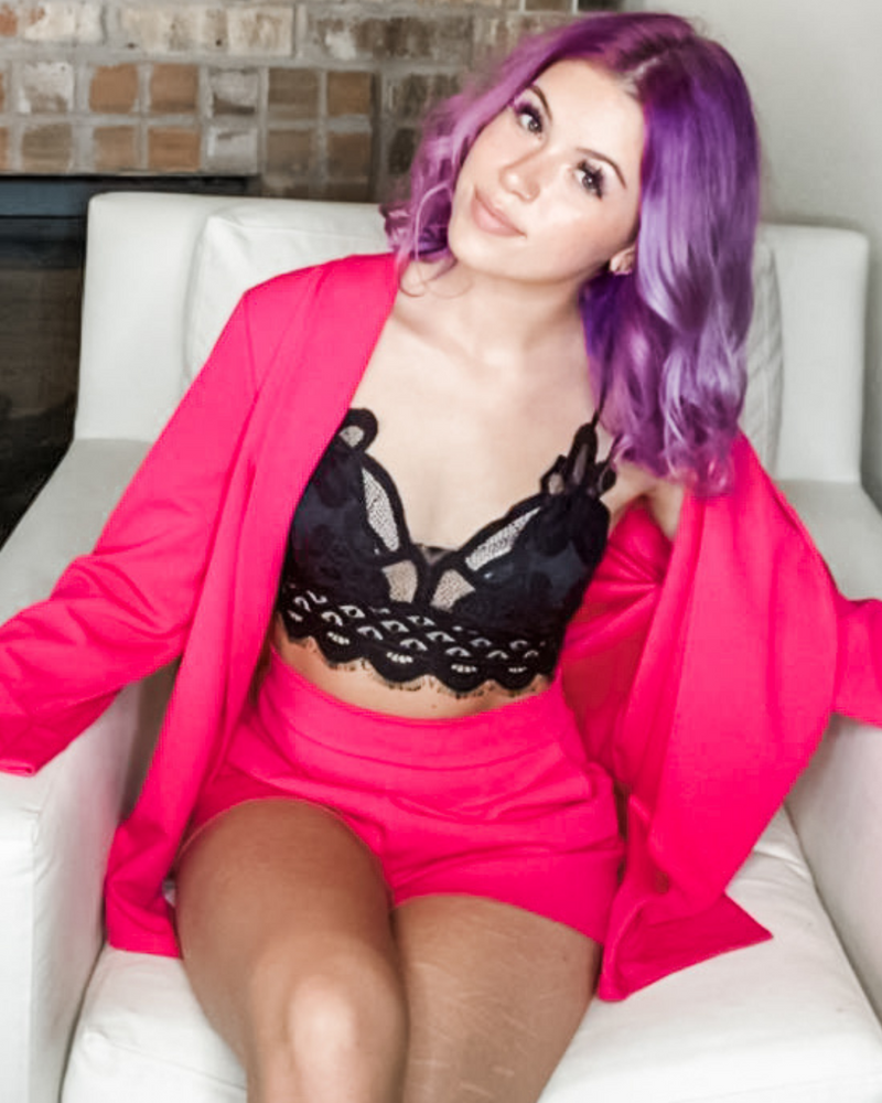 Fold Over Collar Blazer-Jacket-Jodifl-Small-Hot Pink-Inspired Wings Fashion