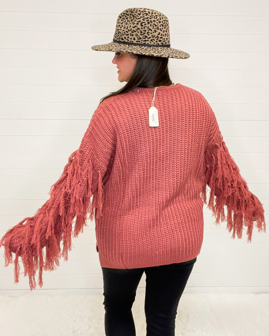 Fringe sleeve clearance sweater