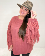 Knit Fringe Sleeve Pullover-Tops-Jodifl-Large-Mauve-Inspired Wings Fashion