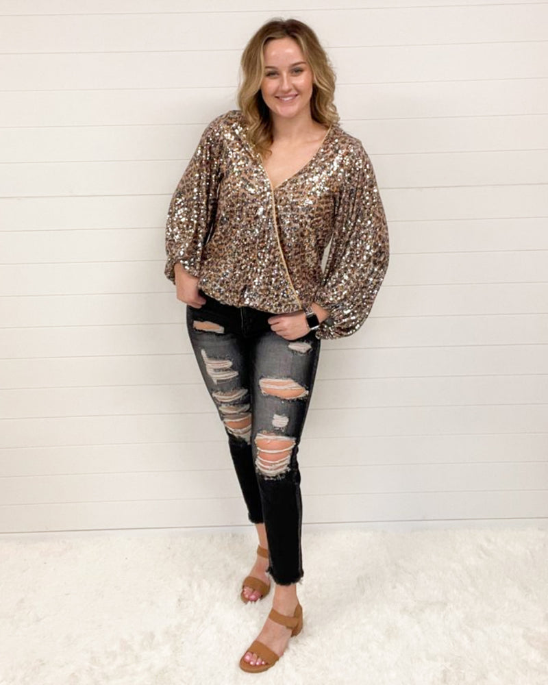 Leopard Sequin Top-Tops-Vine & Love-Small-Inspired Wings Fashion