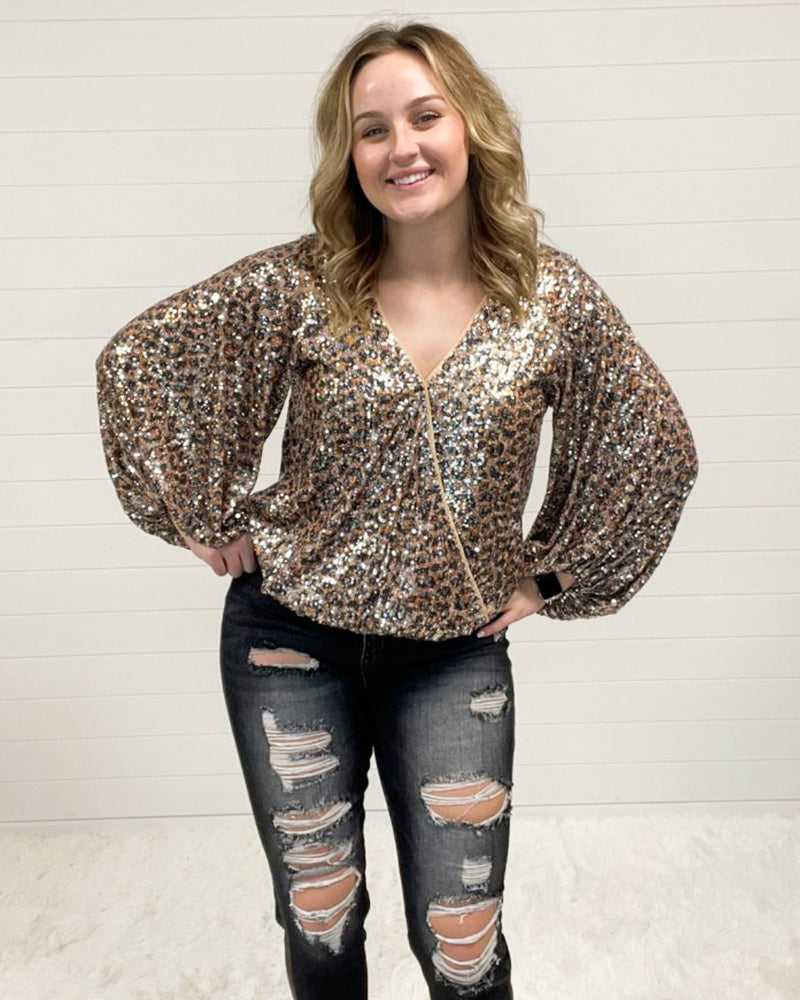 Leopard Sequin Top-Tops-Vine & Love-Medium-Inspired Wings Fashion