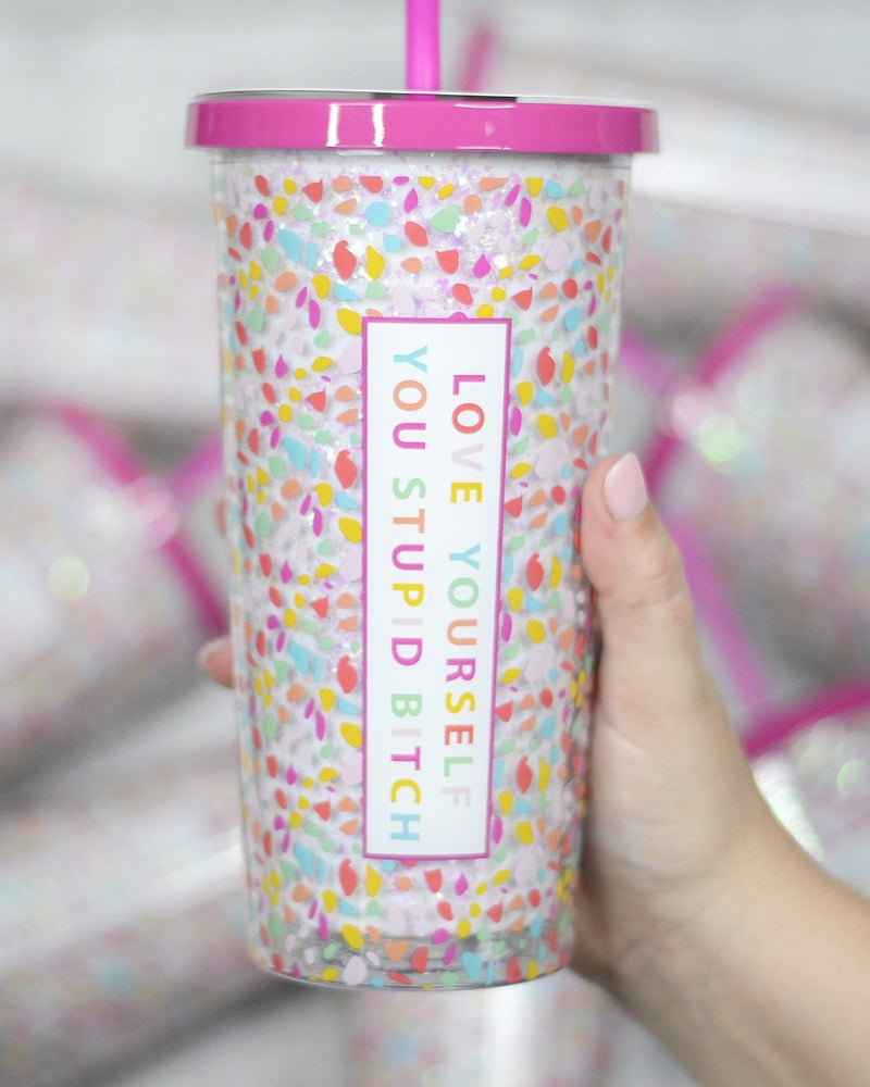 Love Yourself Glitter Tumbler-Accessories-Mugsby Wholesale-Inspired Wings Fashion