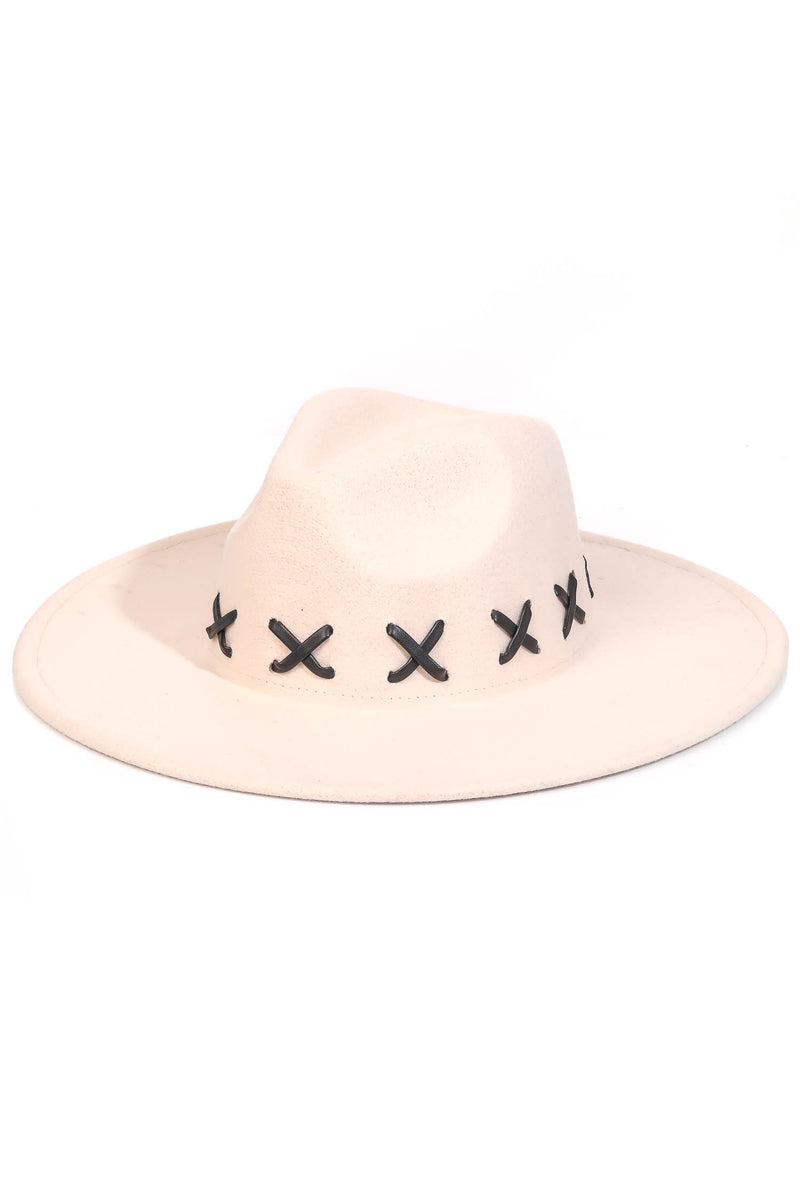 X Weave Pattern Fedora Hat-Hats-Fame Accessories-Beige-Inspired Wings Fashion